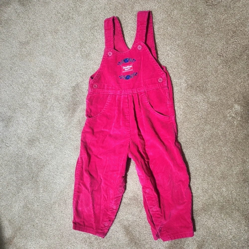 Vintage OshKosh B'gosh Pink Corduroy Overalls Size 3T - Picture 2 of 6